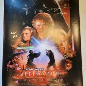 Ewan McGregor & Multicast signed Star Wars: Episode III Poster 36x24 w/COA